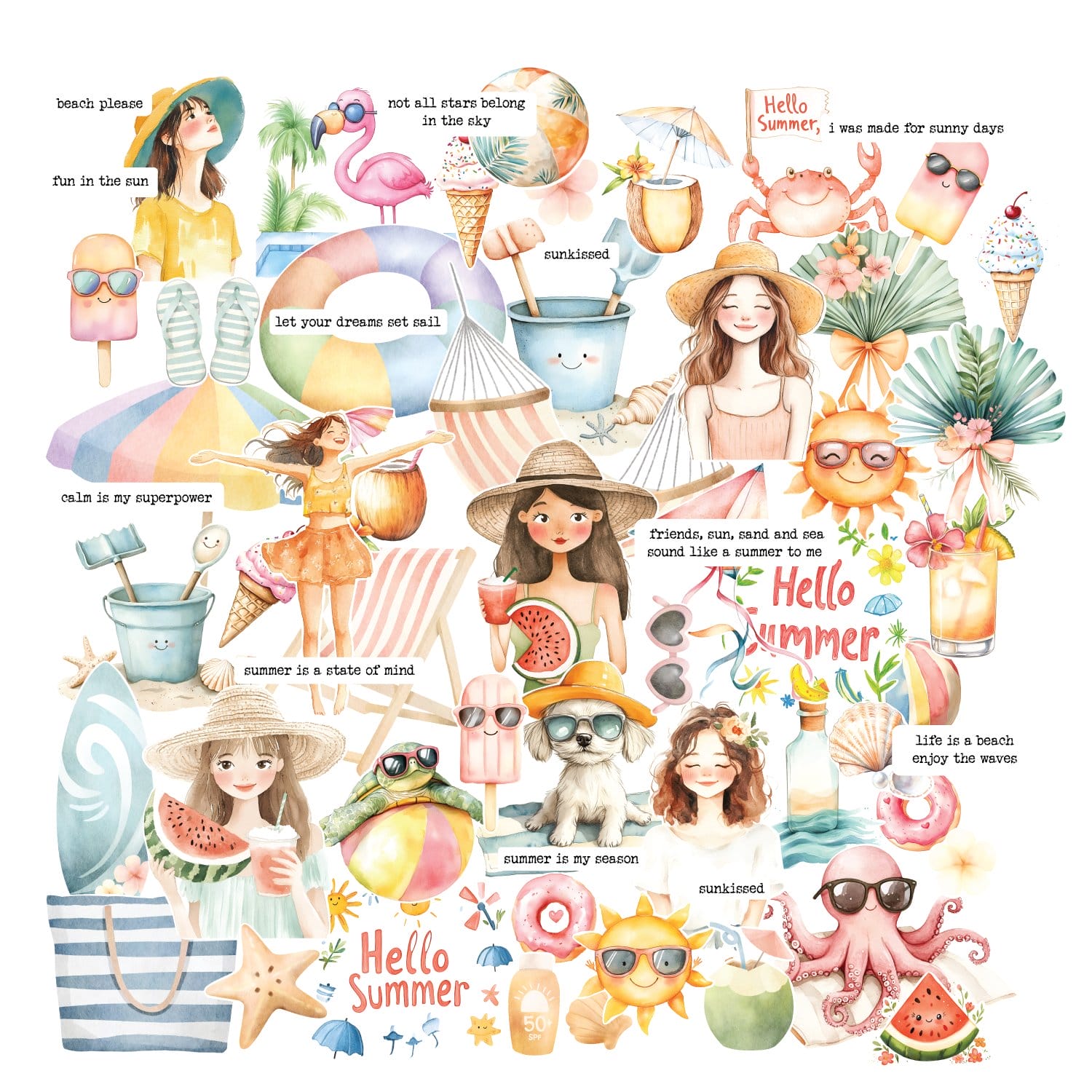 CrafTangles Precut Journal Stickers - Summer Vibes 1 (Pack of 62 stickers) CTPCS 53 Summer Vibes 1 CrafTangles Precut Journal Stickers 1 CrafTangles Precut Journal Stickers - Summer Vibes 1 (Pack of 62 stickers)