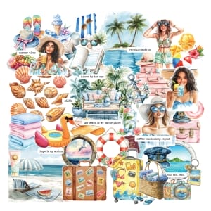 CrafTangles Precut Journal Stickers - Summer Vibes 2 (Pack of 54 stickers)