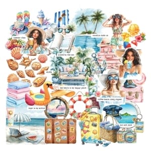 CrafTangles Precut Journal Stickers - Summer Vibes 2 (Pack of 54 stickers)