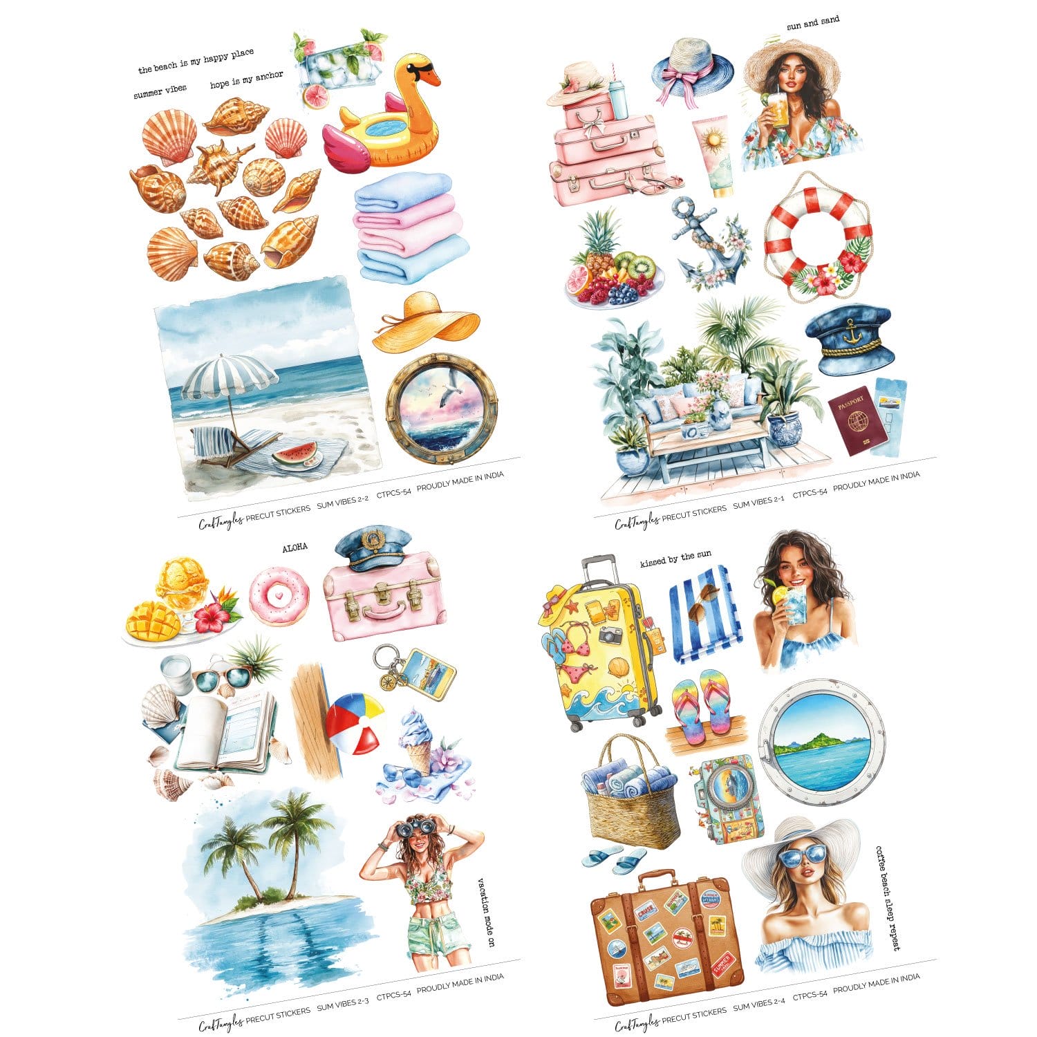 CrafTangles Precut Journal Stickers - Summer Vibes 2 (Pack of 54 stickers) CTPCS 54 Summer Vibes 2 CrafTangles Precut Journal Stickers 3 CrafTangles Precut Journal Stickers - Summer Vibes 2 (Pack of 54 stickers) - Image 3