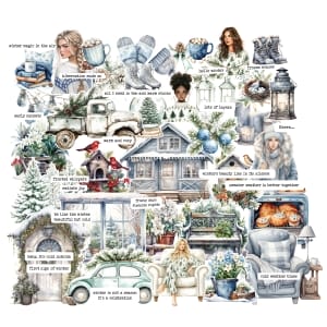 CrafTangles Precut Journal Stickers - Winter Vibes (Pack of 54 stickers)