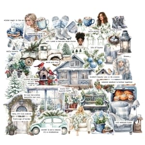 CrafTangles Precut Journal Stickers - Winter Vibes (Pack of 54 stickers)