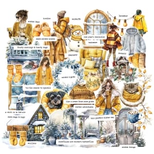 CrafTangles Precut Journal Stickers - Winter Vibes 2 (Pack of 51 stickers)