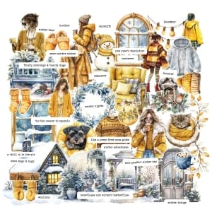 CrafTangles Precut Journal Stickers - Winter Vibes 2 (Pack of 51 stickers)