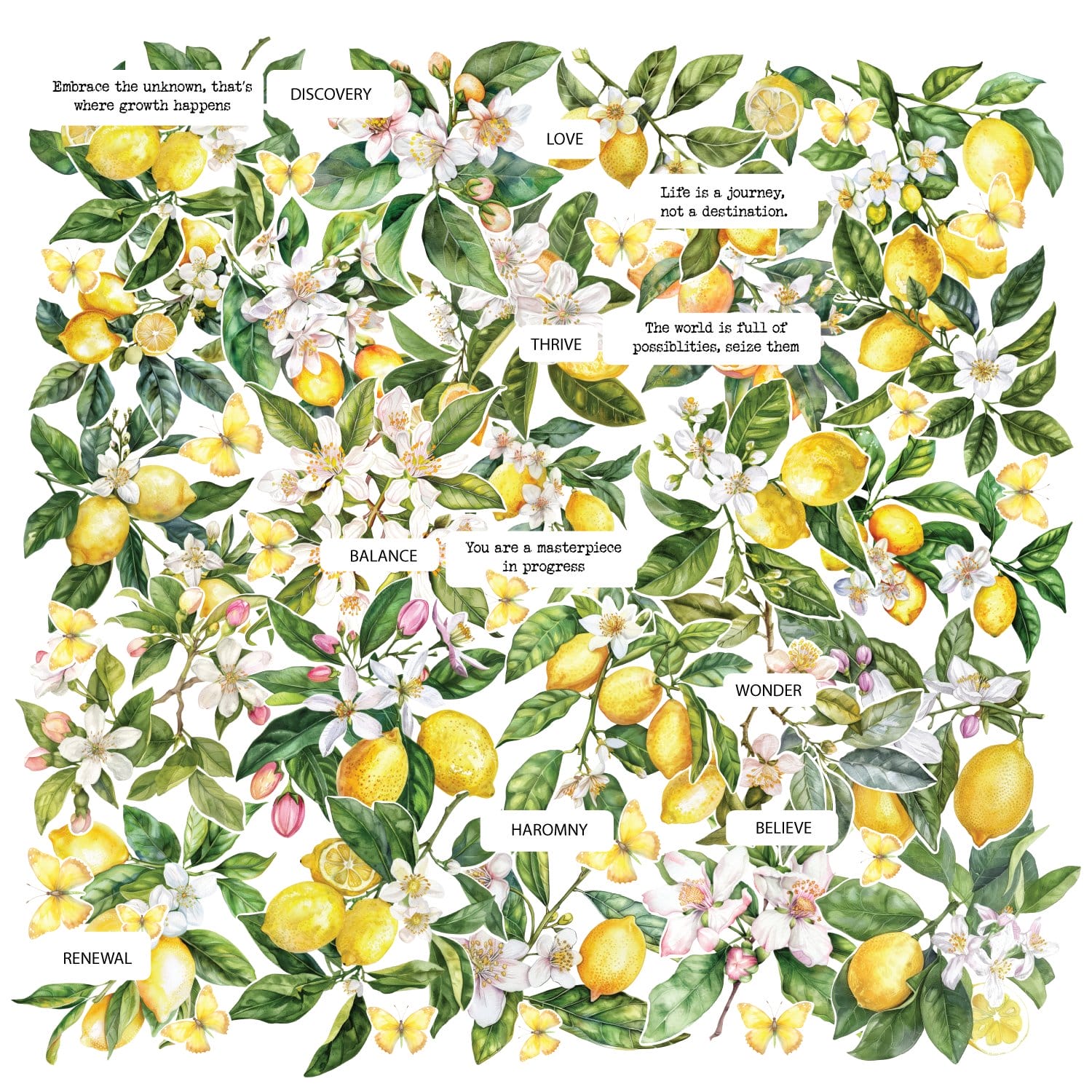 CrafTangles Precut Journal Stickers - Spring Flowers 13 (Pack of 56 stickers)