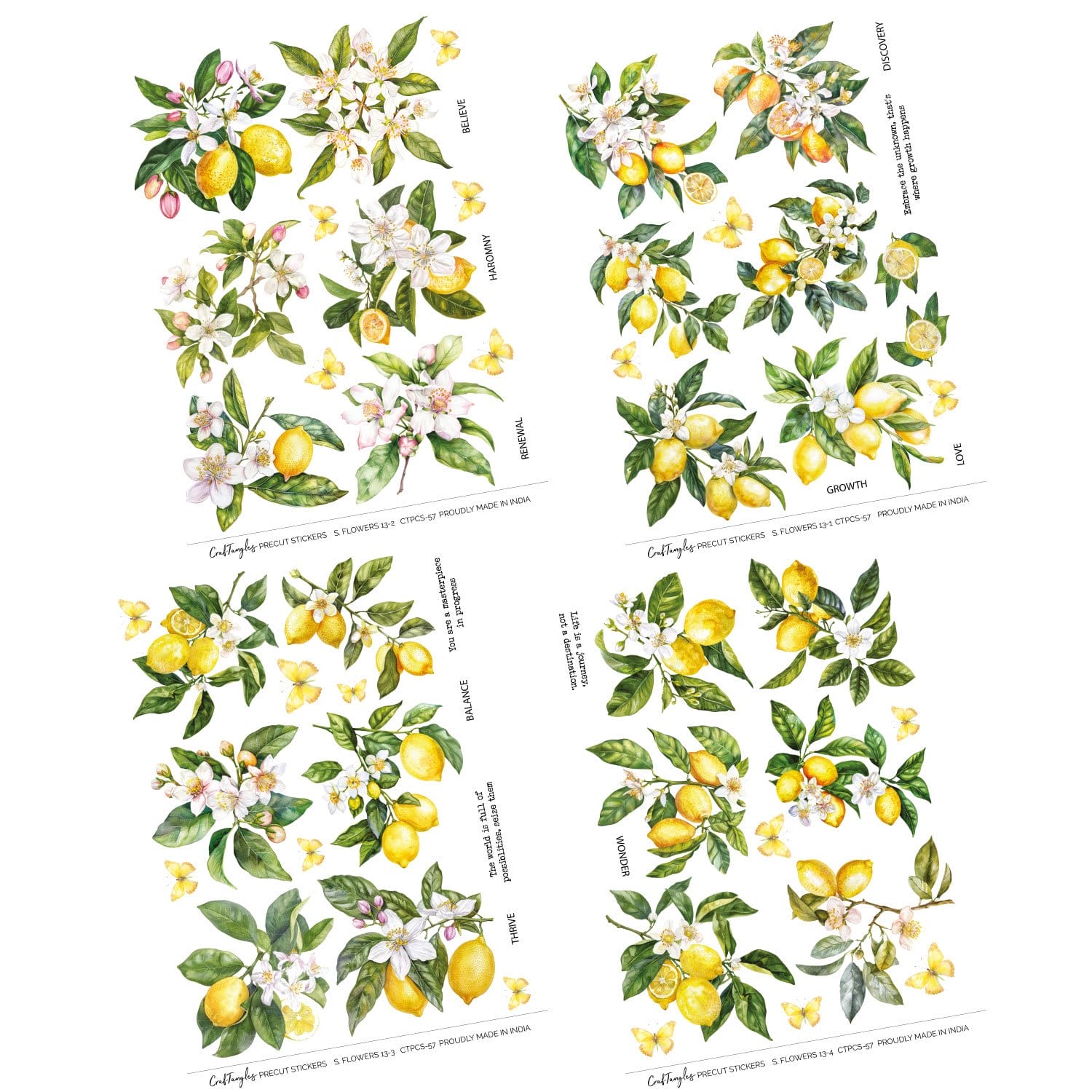 CrafTangles Precut Journal Stickers - Spring Flowers 13 (Pack of 56 stickers) - Image 3