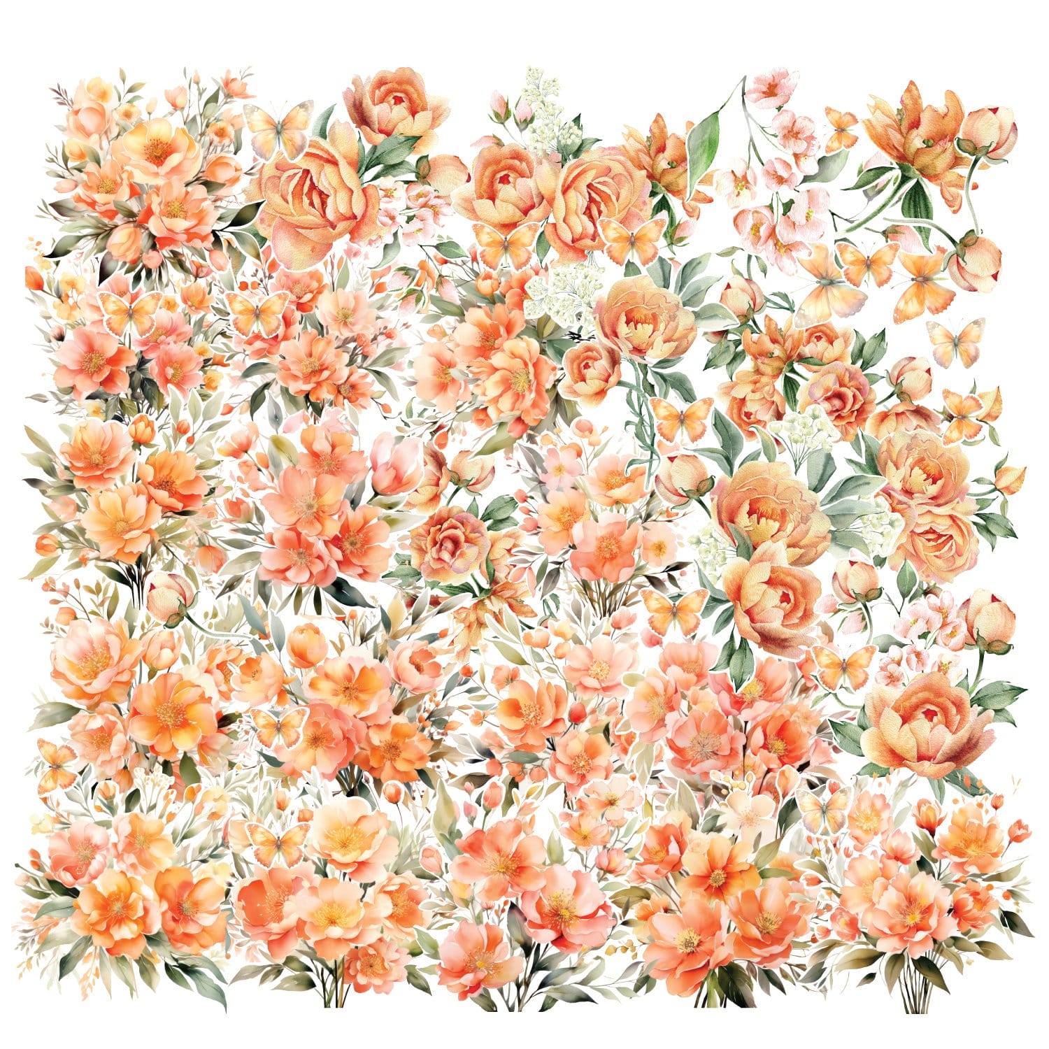 CrafTangles Precut Journal Stickers - Spring Flowers 14 (Pack of 49 stickers)