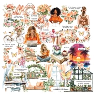 CrafTangles Precut Journal Stickers - Spring Girls 10 (Pack of 58 stickers)