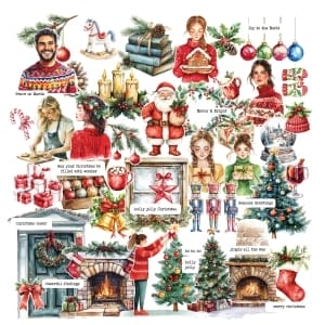 CrafTangles Precut Journal Stickers - Christmas 1 (Pack of 52 stickers)