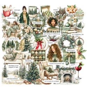 CrafTangles Precut Journal Stickers - Christmas 2 (Pack of 48 stickers)