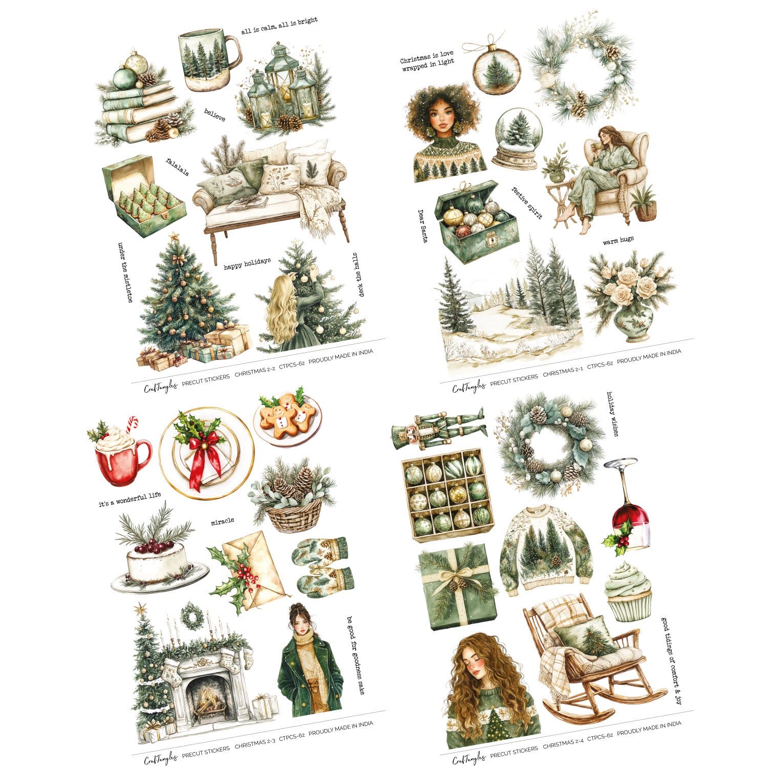 CrafTangles Precut Journal Stickers - Christmas 2 (Pack of 48 stickers) CTPCS 62 Christmas 2 CrafTangles Precut Journal Stickers 3 CrafTangles Precut Journal Stickers - Christmas 2 (Pack of 48 stickers) - Image 3