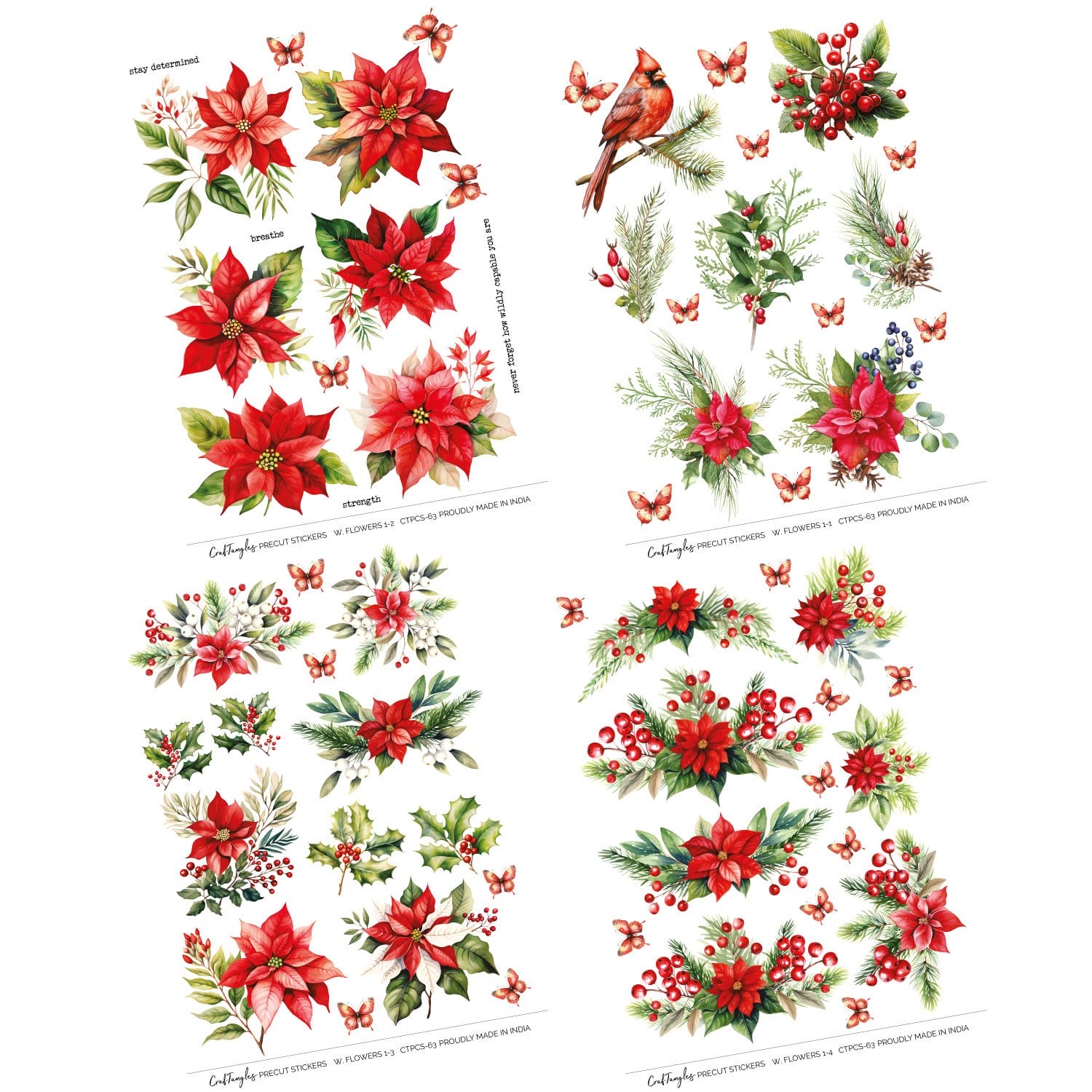 CrafTangles Precut Journal Stickers - Winter Flowers 1 (Pack of 61 stickers) - Image 3