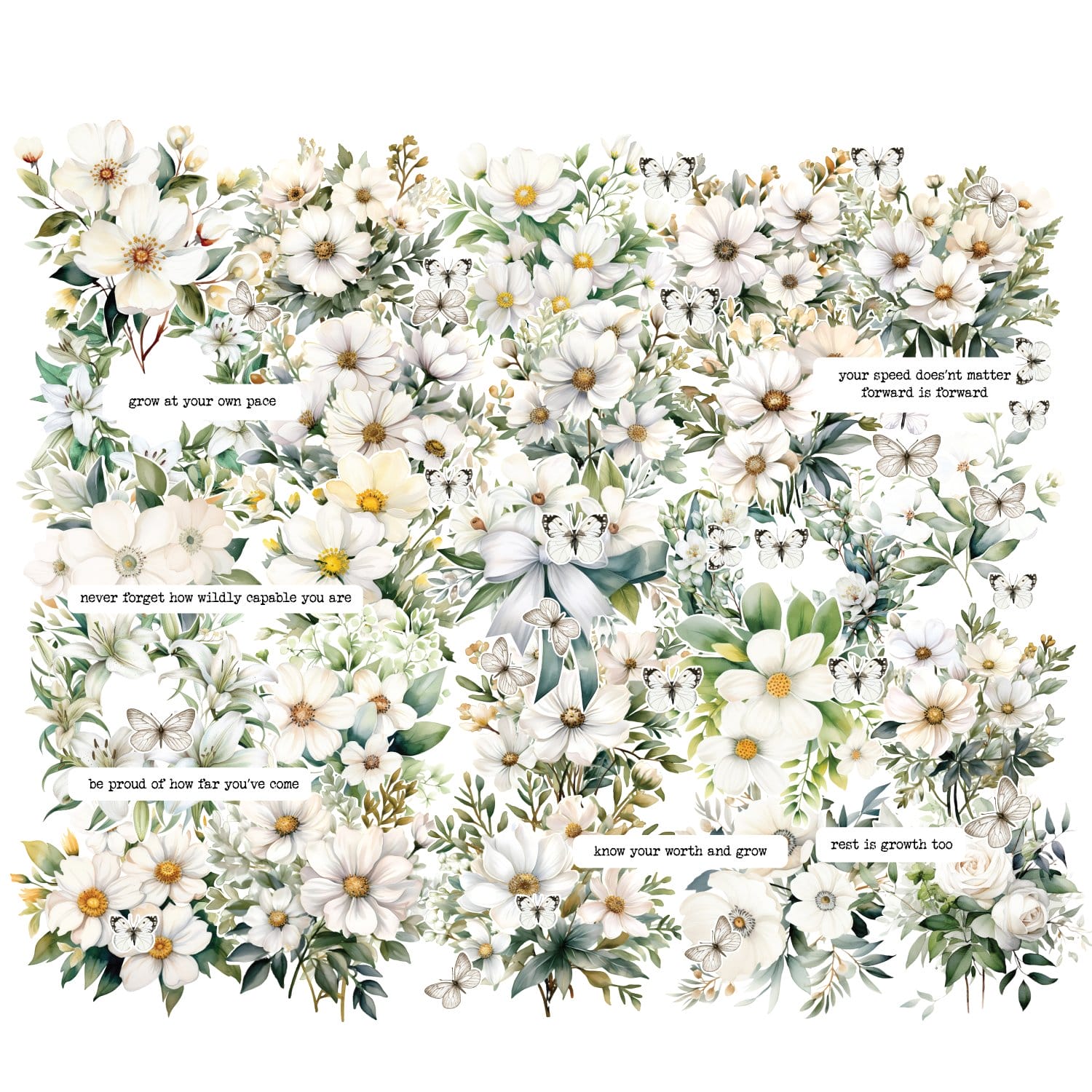 CrafTangles Precut Journal Stickers - Winter Flowers 2 (Pack of 57 stickers) (Copy)