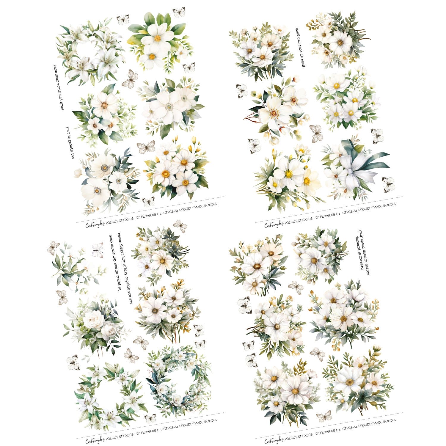 CrafTangles Precut Journal Stickers - Winter Flowers 2 (Pack of 57 stickers) (Copy) - Image 3