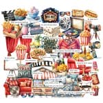 CrafTangles Precut Journal Stickers - Movie Night (Pack of 58 stickers)