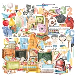 CrafTangles Precut Journal Stickers - Back to School (Pack of 71 stickers)