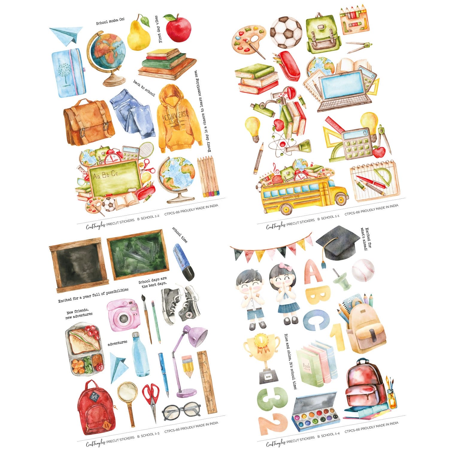 CrafTangles Precut Journal Stickers - Back to School (Pack of 71 stickers) - Image 3