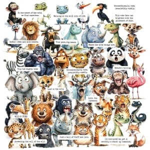 CrafTangles Precut Journal Stickers - Animals 1 (Pack of 58 stickers)