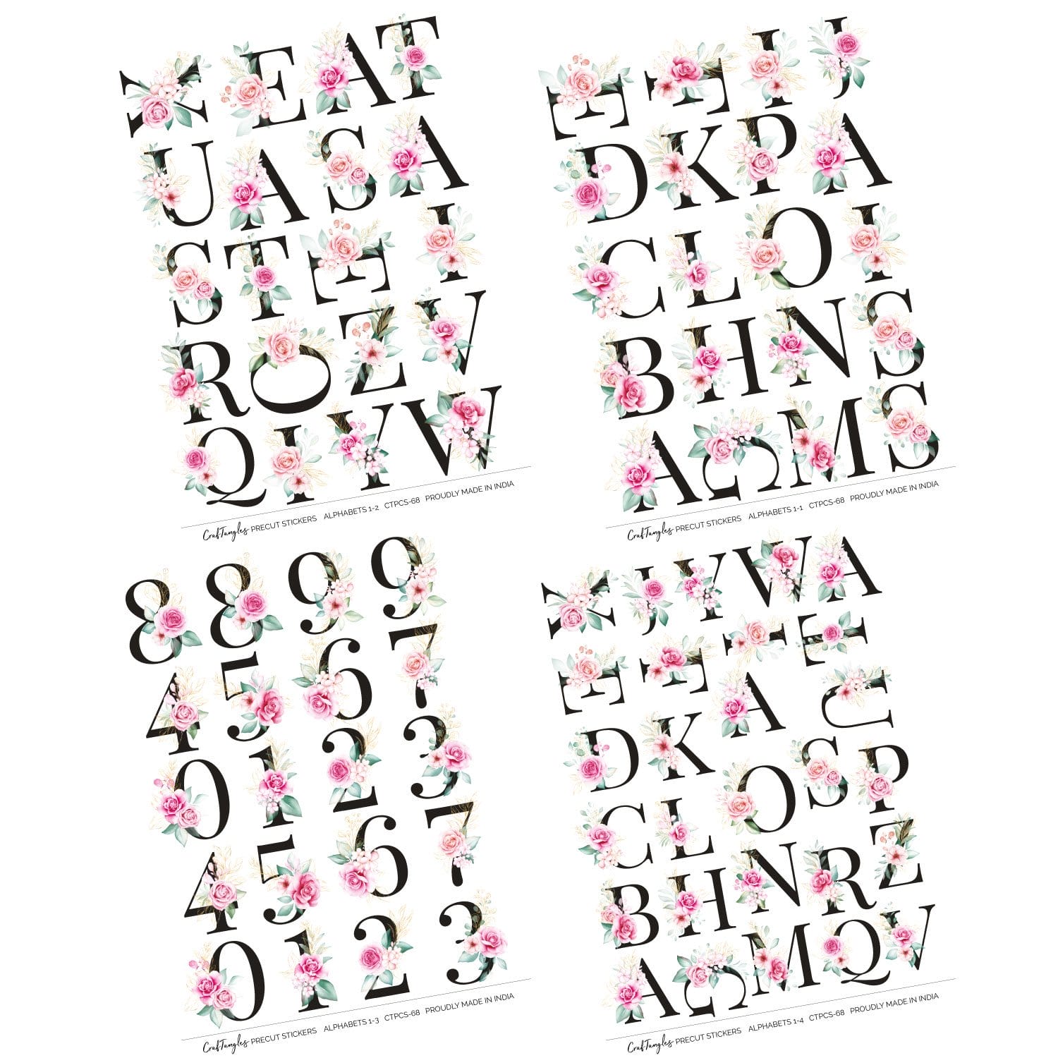CrafTangles Precut Journal Stickers - Alphabets and Numbers 1 (Pack of 88 stickers) CTPCS 68 Alphabet Nos 1 CrafTangles Precut Journal Stickers 3 CrafTangles Precut Journal Stickers - Alphabets and Numbers 1 (Pack of 88 stickers) - Image 3
