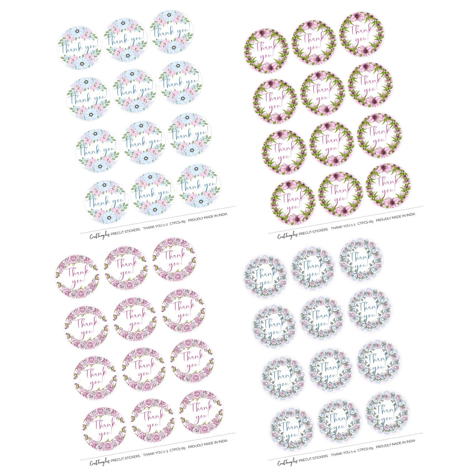 CrafTangles Precut Journal Stickers - Thank you Stickers 1 (Pack of 48 stickers) - Image 3