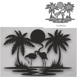 Steel Dies - Coconut Trees and Flamingos Scene