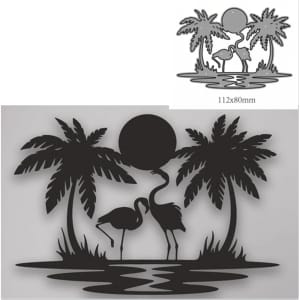 Steel Dies - Coconut Trees and Flamingos Scene