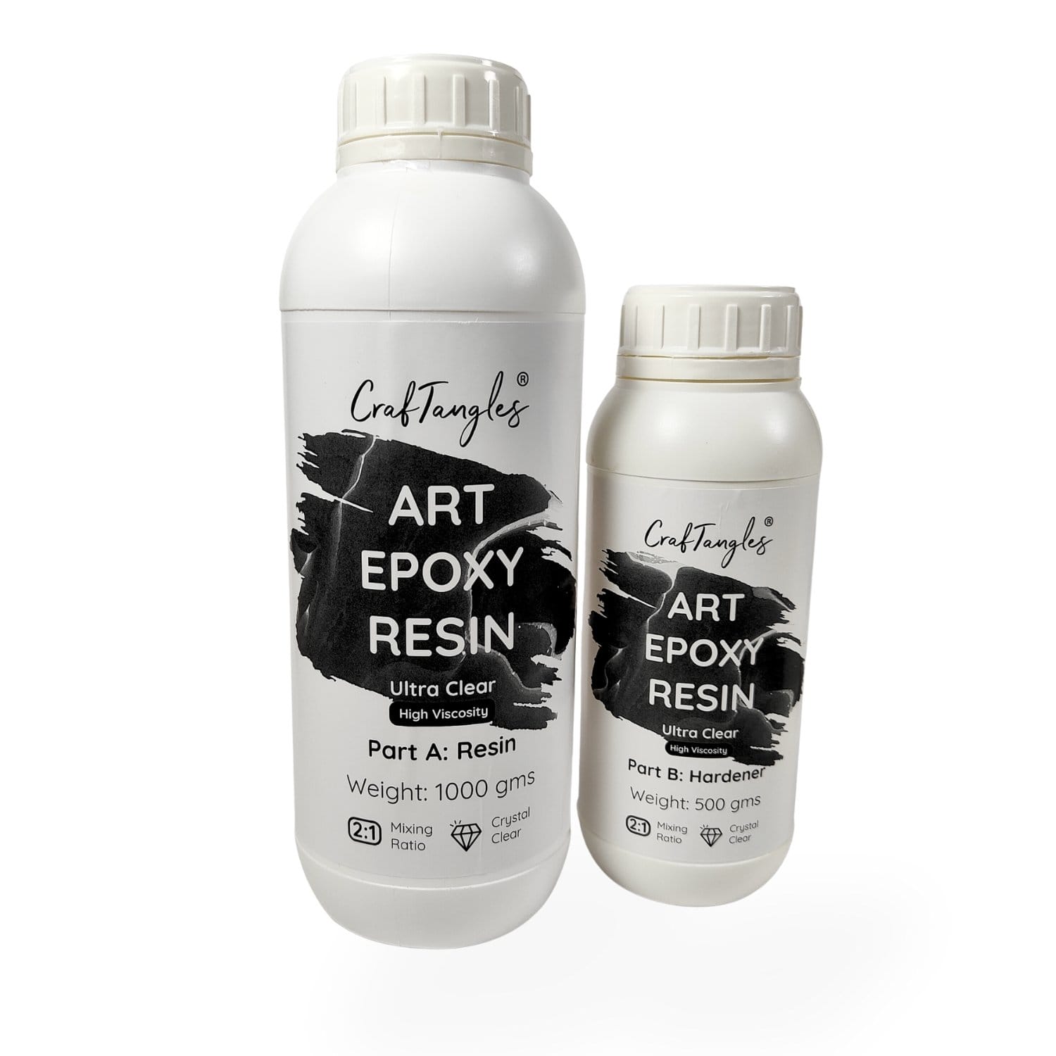 CrafTangles Epoxy Art Resin Ultra Clear - 1500 gm (Resin and Hardener) - High Viscosity craftangles high viscosity art epoxy resin 2to1 1500ml CrafTangles Epoxy Art Resin Ultra Clear - 1500 gm (Resin and Hardener) - High Viscosity