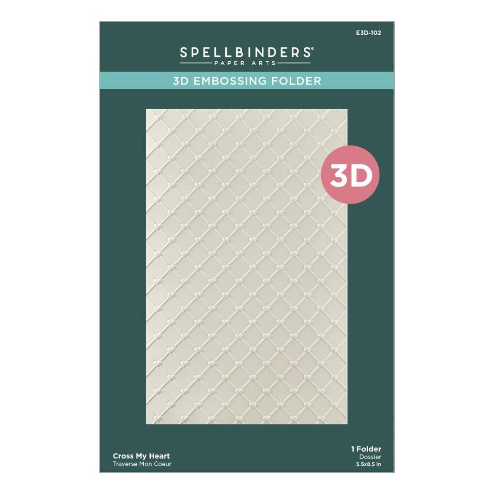 Spellbinders 3D Embossing Folder 5.5"X8.5" - The Gorgeous You Collection Cross My Heart spellbinder 3d embossing folder E3D 102 Spellbinders 3D Embossing Folder 5.5"X8.5" - The Gorgeous You Collection Cross My Heart - Image 2