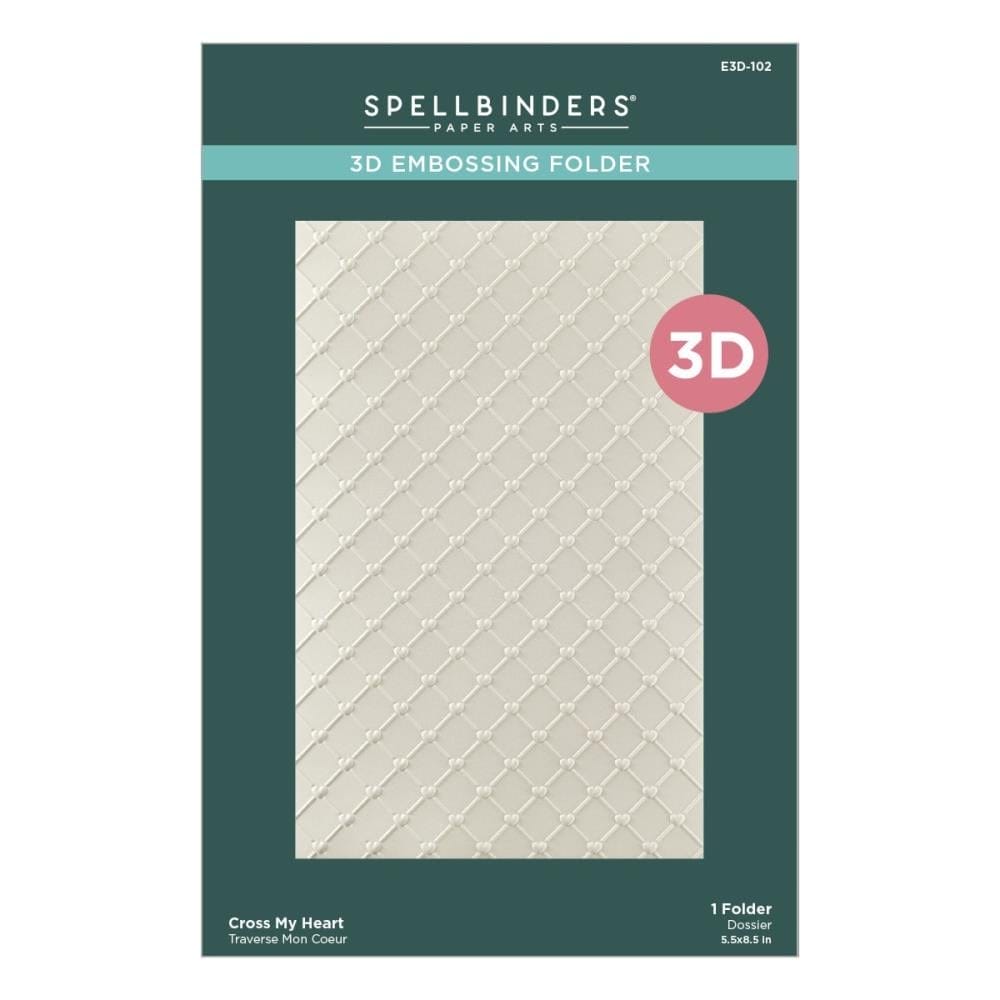 Spellbinders 3D Embossing Folder 5.5"X8.5" - The Gorgeous You Collection Cross My Heart spellbinder 3d embossing folder E3D 102 Spellbinders 3D Embossing Folder 5.5"X8.5" - The Gorgeous You Collection Cross My Heart - Image 2
