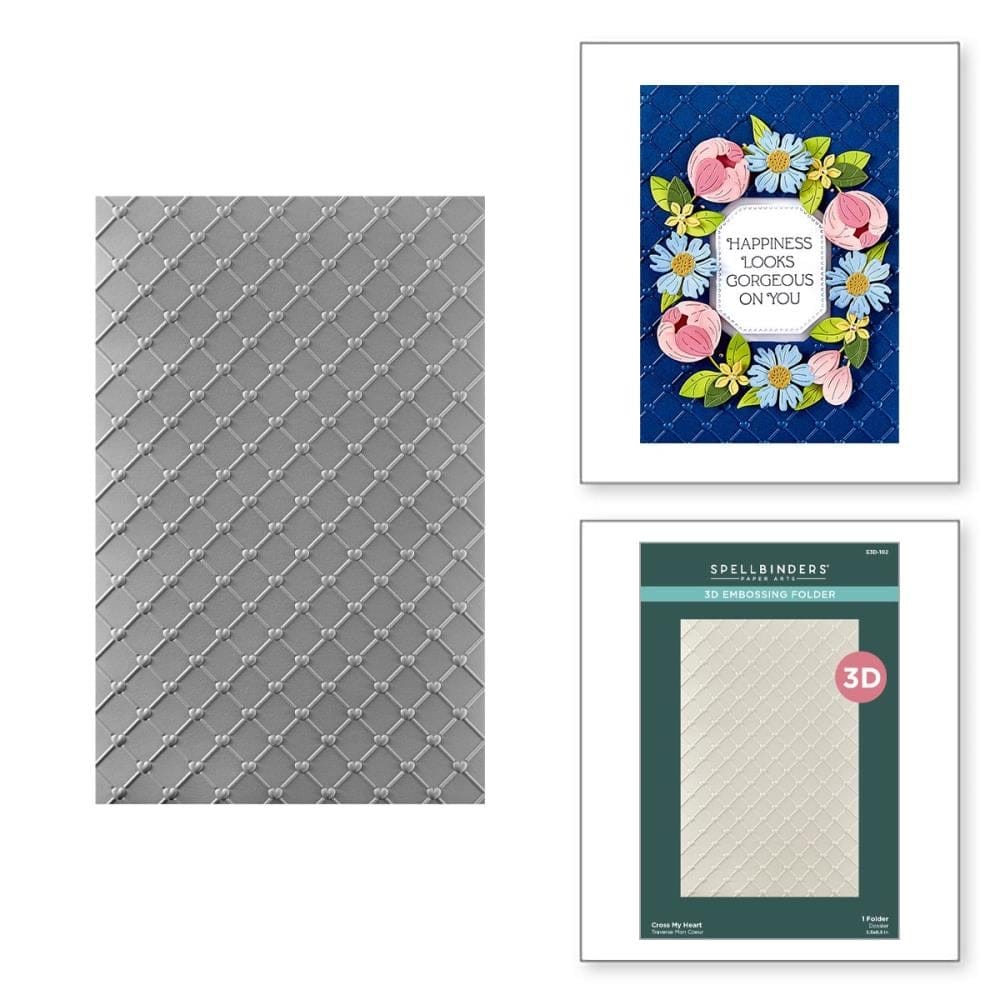 Spellbinders 3D Embossing Folder 5.5"X8.5" - The Gorgeous You Collection Cross My Heart spellbinder 3d embossing folder E3D 102 1 Spellbinders 3D Embossing Folder 5.5"X8.5" - The Gorgeous You Collection Cross My Heart