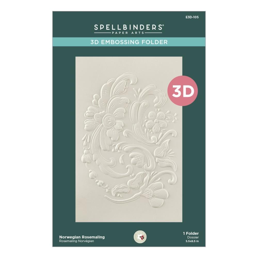 Spellbinders 3D Embossing Folder 5.5"X8.5" - Norwegian Rosemaling spellbinder 3d embossing folder E3D 105 Spellbinders 3D Embossing Folder 5.5"X8.5" - Norwegian Rosemaling - Image 2