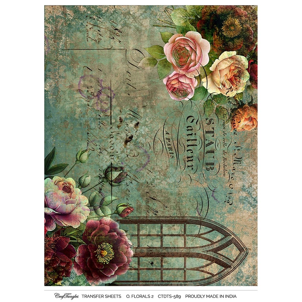 CrafTangles A4 Transfer It Sheets - Old Florals 2 CTDTS 589 CrafTangles transfer sheet Old Florals 2 CrafTangles A4 Transfer It Sheets - Old Florals 2