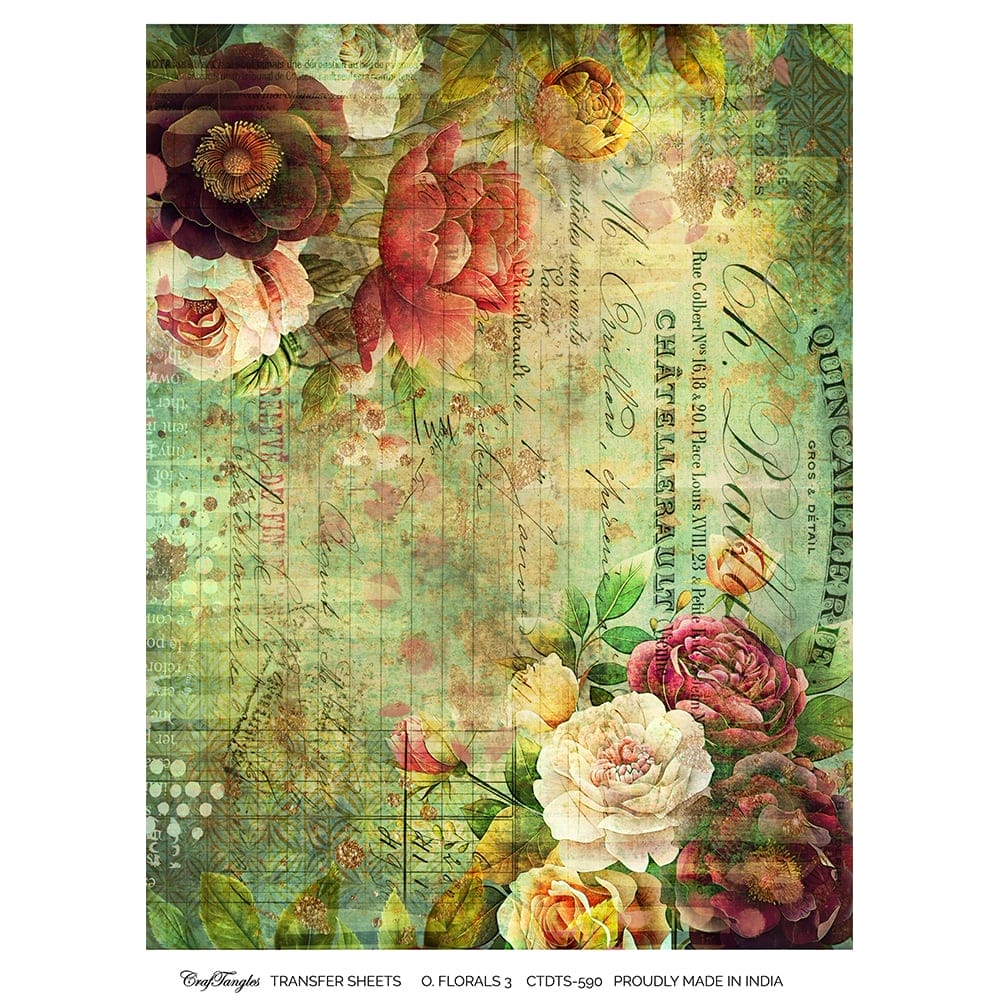 CrafTangles A4 Transfer It Sheets - Old Florals 3 CTDTS 590 CrafTangles transfer sheet Old Florals 3 CrafTangles A4 Transfer It Sheets - Old Florals 3