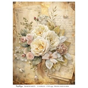 CrafTangles A4 Transfer It Sheets - Old Florals 6