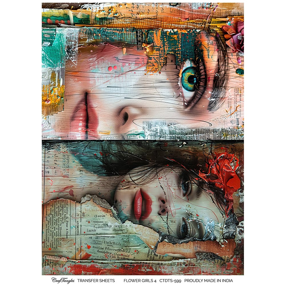 CrafTangles A4 Transfer It Sheets - Flower Girls 4 CTDTS 599 CrafTangles transfer sheet Flower Girls 4 CrafTangles A4 Transfer It Sheets - Flower Girls 4