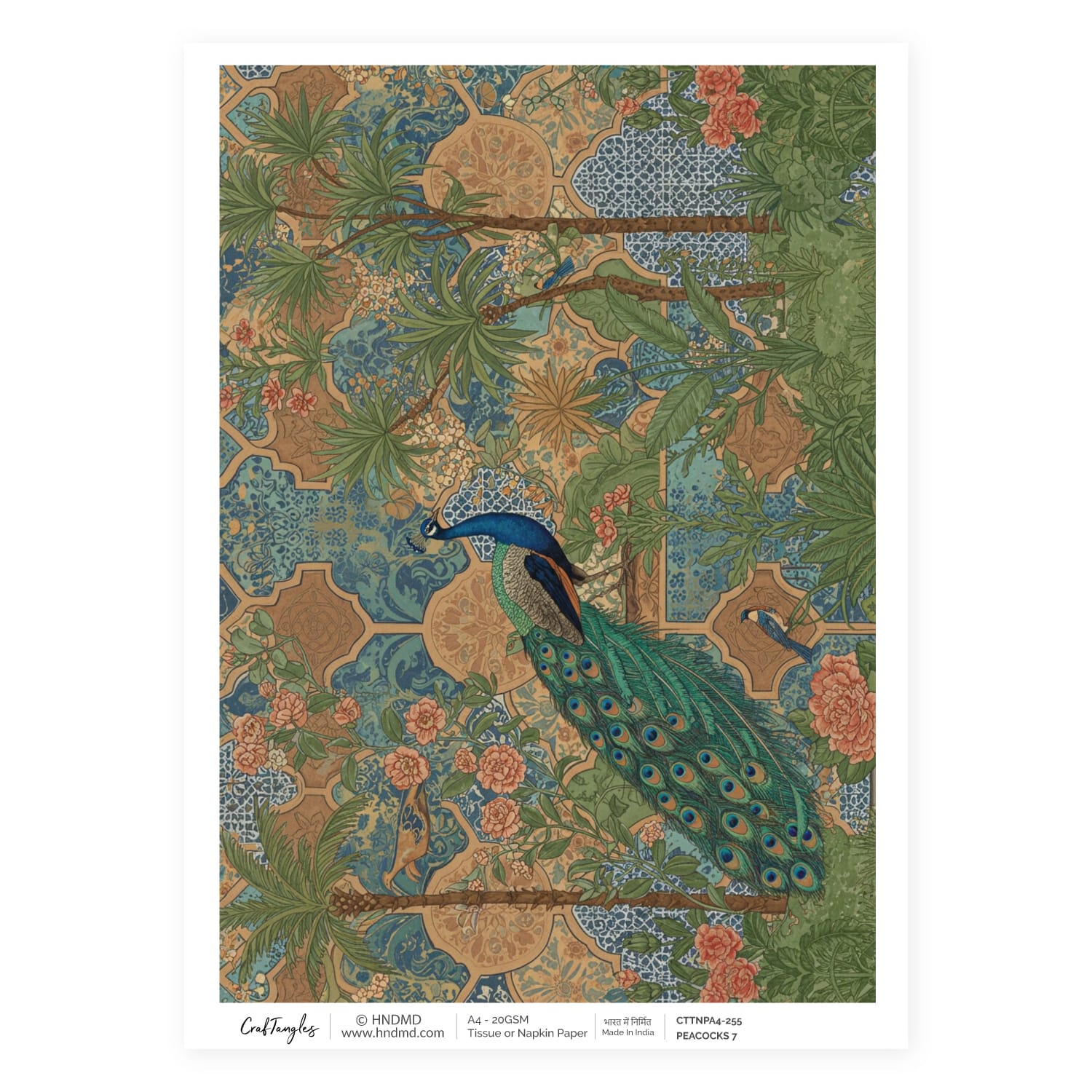 CrafTangles Decoupage Napkin / Tissue / Collage Paper - Peacocks 7 255 Peacocks 7 CrafTangles Tissue napkin paper CrafTangles Decoupage Napkin / Tissue / Collage Paper - Peacocks 7