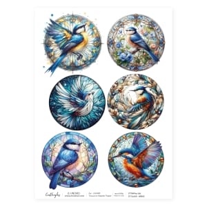 CrafTangles Decoupage Napkin / Tissue / Collage Paper - Stained Glass - Birds