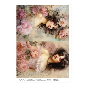 CrafTangles Decoupage Napkin / Tissue / Collage Paper - Floral Ladies 4