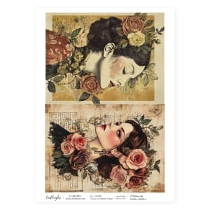 CrafTangles Decoupage Napkin / Tissue / Collage Paper - Floral Ladies 5