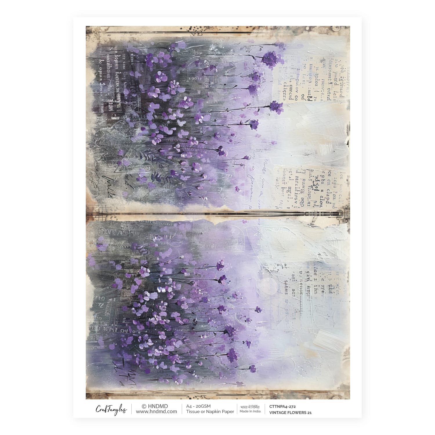 CrafTangles Decoupage Napkin / Tissue / Collage Paper - Vintage Flowers 21