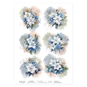 CrafTangles Decoupage Napkin / Tissue / Collage Paper - Winter Flowers 1