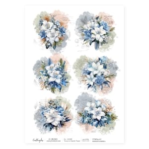 CrafTangles Decoupage Napkin / Tissue / Collage Paper - Winter Flowers 1