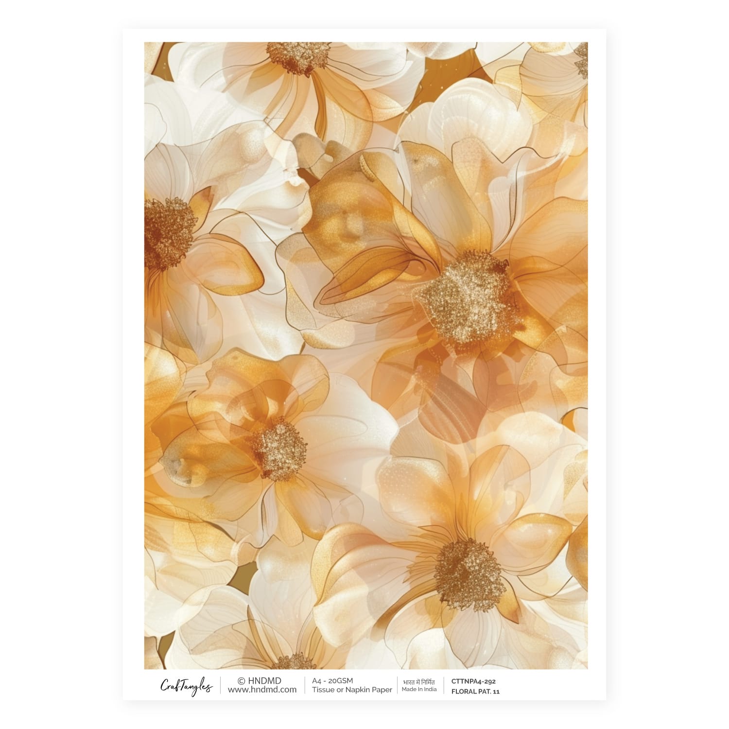 CrafTangles Decoupage Napkin / Tissue / Collage Paper - Floral Pattern 11 292 Floral Pattern 11 CrafTangles Tissue napkin paper CrafTangles Decoupage Napkin / Tissue / Collage Paper - Floral Pattern 11