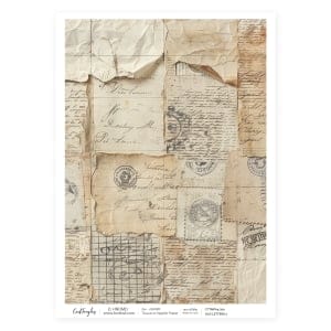 CrafTangles Decoupage Napkin / Tissue / Collage Paper - Old Letters 1