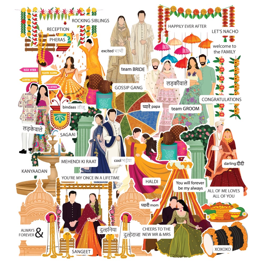 CrafTangles DieCuts / Ephemera Pack - Indian Wedding 2 (60 pcs) CTDCP 25 CrafTangles Die cuts ephemera Indian Wedding 2 CrafTangles DieCuts / Ephemera Pack - Indian Wedding 2 (60 pcs)