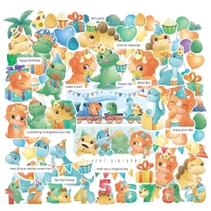 CrafTangles DieCuts / Ephemera Pack - Cute Dinosaurs Birthday (70 pcs)