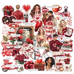 CrafTangles DieCuts / Ephemera Pack - Happy Valentines Day 1 (55 pcs)