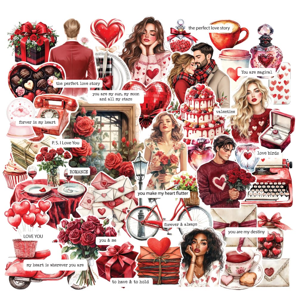 CrafTangles DieCuts / Ephemera Pack - Happy Valentines Day 1 (55 pcs)