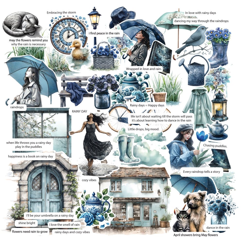 CrafTangles DieCuts / Ephemera Pack - Rainy Time 1 (60 pcs) CTDCP 37 CrafTangles Die cuts ephemera Rainy Time 1 CrafTangles DieCuts / Ephemera Pack - Rainy Time 1 (60 pcs)