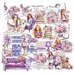 CrafTangles Precut Journal Stickers - Planner Girls 1 (Pack of 62 stickers)